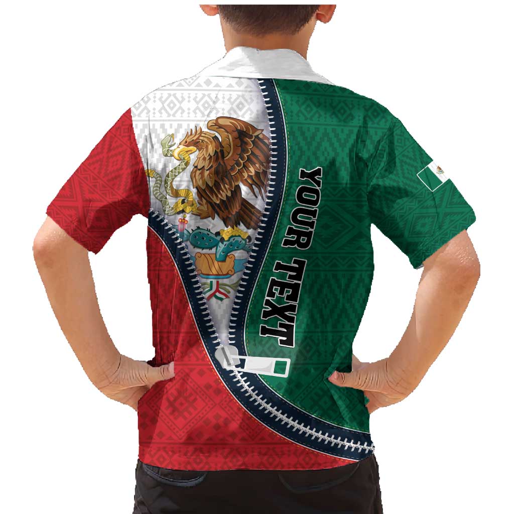 Personalized Mexico Flag Day Family Matching Mermaid Dress and Hawaiian Shirt Mexican Coat Of Arms Zipper Stylized