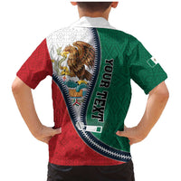 Personalized Mexico Flag Day Family Matching Mermaid Dress and Hawaiian Shirt Mexican Coat Of Arms Zipper Stylized