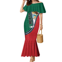 Personalized Mexico Flag Day Family Matching Mermaid Dress and Hawaiian Shirt Mexican Coat Of Arms Zipper Stylized