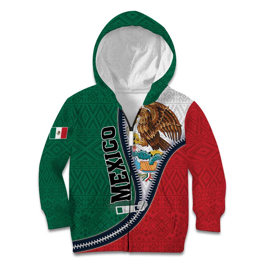 Personalized Mexico Flag Day Kid Hoodie Mexican Coat Of Arms Zipper Stylized