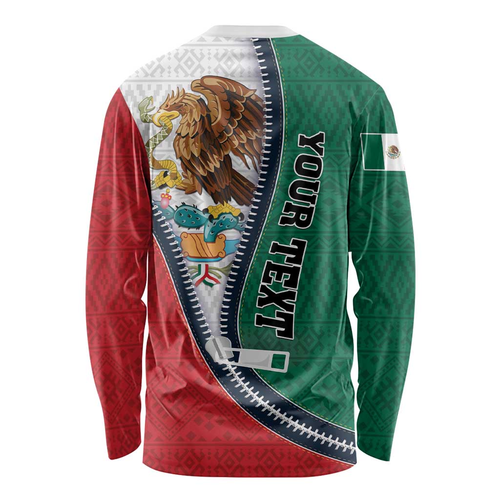Personalized Mexico Flag Day Long Sleeve Shirt Mexican Coat Of Arms Zipper Stylized