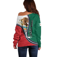 Personalized Mexico Flag Day Off Shoulder Sweater Mexican Coat Of Arms Zipper Stylized