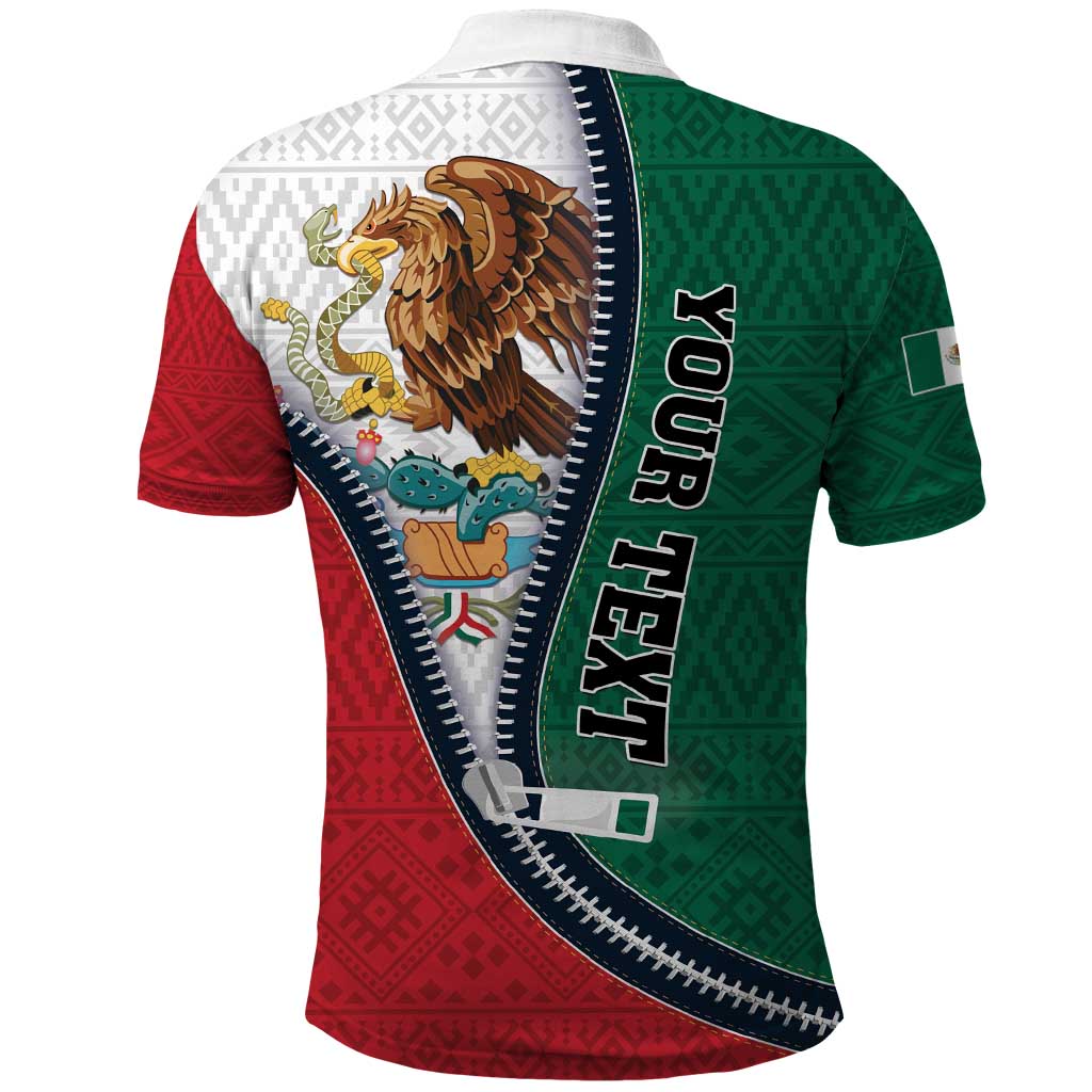 Personalized Mexico Flag Day Polo Shirt Mexican Coat Of Arms Zipper Stylized