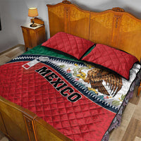 Mexico Flag Day Quilt Bed Set Mexican Coat Of Arms Zipper Stylized