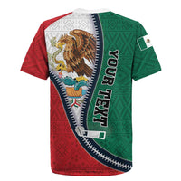 Personalized Mexico Flag Day Rugby Jersey Mexican Coat Of Arms Zipper Stylized