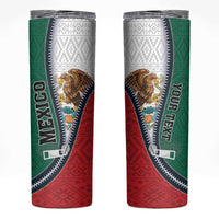 Personalized Mexico Flag Day Skinny Tumbler Mexican Coat Of Arms Zipper Stylized