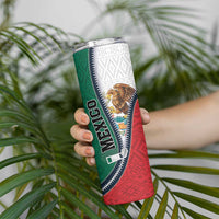 Personalized Mexico Flag Day Skinny Tumbler Mexican Coat Of Arms Zipper Stylized