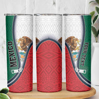 Personalized Mexico Flag Day Skinny Tumbler Mexican Coat Of Arms Zipper Stylized