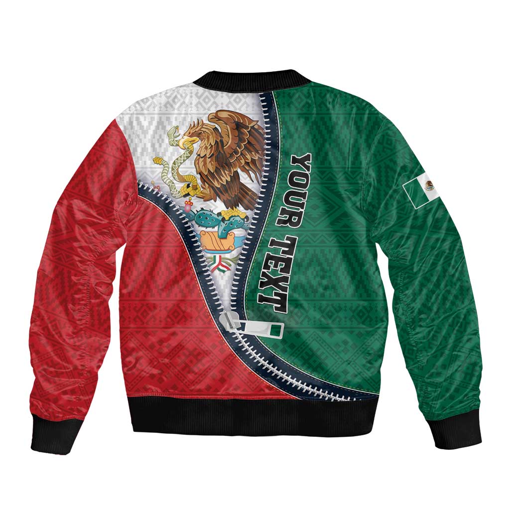 Personalized Mexico Flag Day Sleeve Zip Bomber Jacket Mexican Coat Of Arms Zipper Stylized