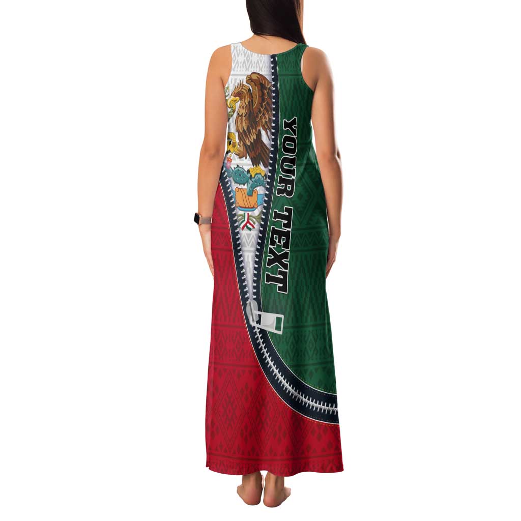 Personalized Mexico Flag Day Tank Maxi Dress Mexican Coat Of Arms Zipper Stylized
