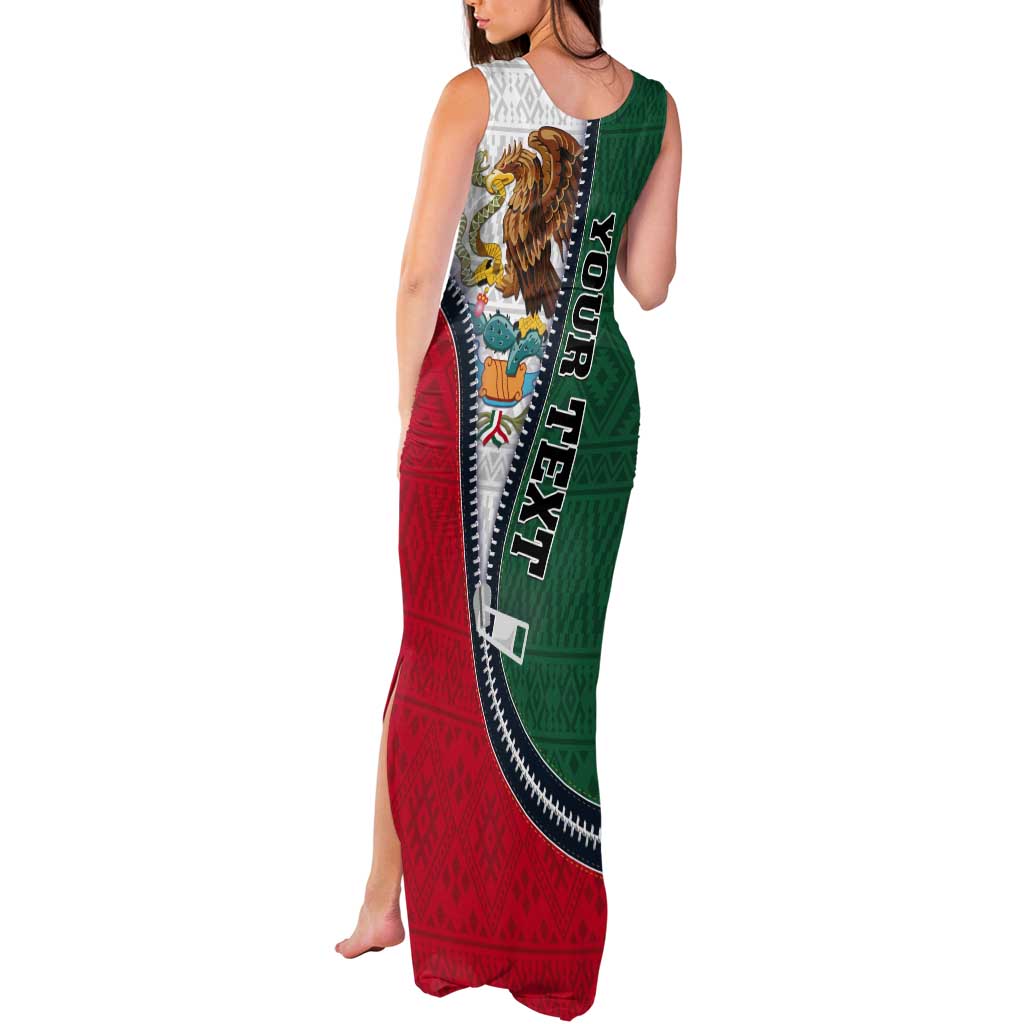 Personalized Mexico Flag Day Tank Maxi Dress Mexican Coat Of Arms Zipper Stylized