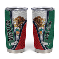 Personalized Mexico Flag Day Tumbler Cup Mexican Coat Of Arms Zipper Stylized