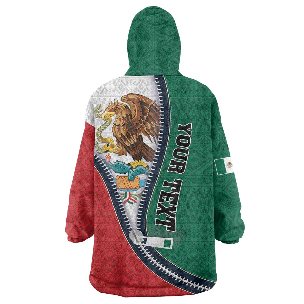 Personalized Mexico Flag Day Wearable Blanket Hoodie Mexican Coat Of Arms Zipper Stylized