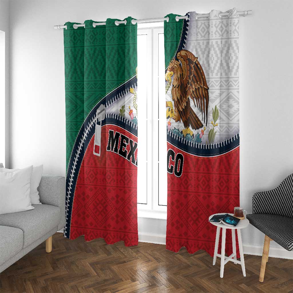 Mexico Flag Day Window Curtain Mexican Coat Of Arms Zipper Stylized