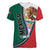 Personalized Mexico Flag Day Women V-Neck T-Shirt Mexican Coat Of Arms Zipper Stylized