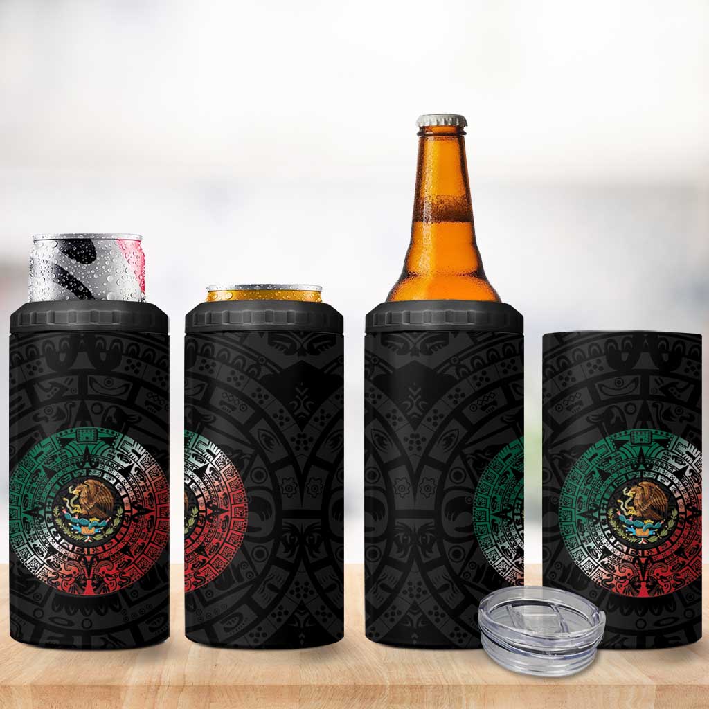 Mexican Aztec Circle 4 in 1 Can Cooler Tumbler Flag Color Unique Style