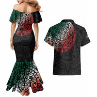 Mexican Aztec Circle Couples Matching Mermaid Dress and Hawaiian Shirt Flag Color Unique Style