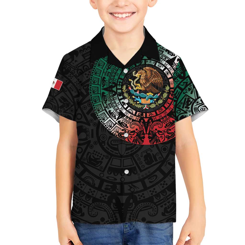 Mexican Aztec Circle Family Matching Long Sleeve Bodycon Dress and Hawaiian Shirt Flag Color Unique Style