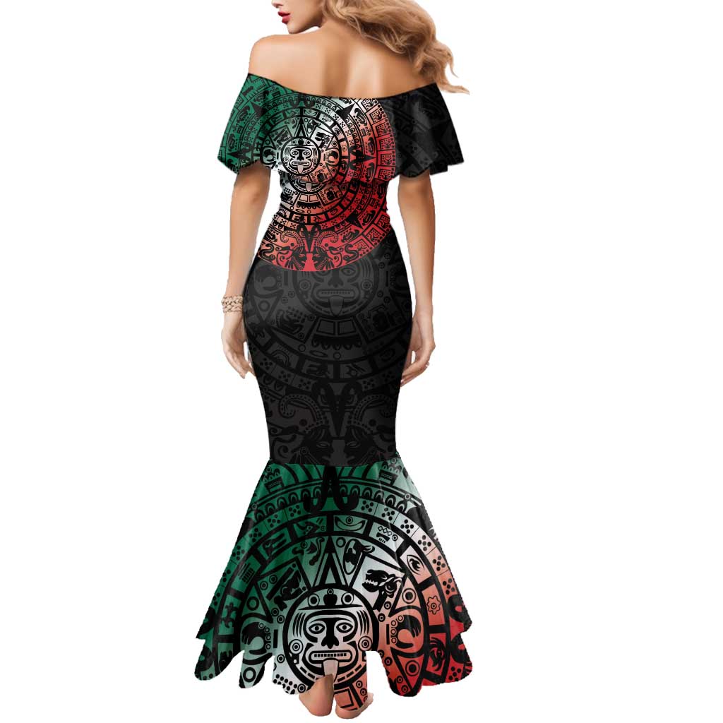 Mexican Aztec Circle Family Matching Mermaid Dress and Hawaiian Shirt Flag Color Unique Style