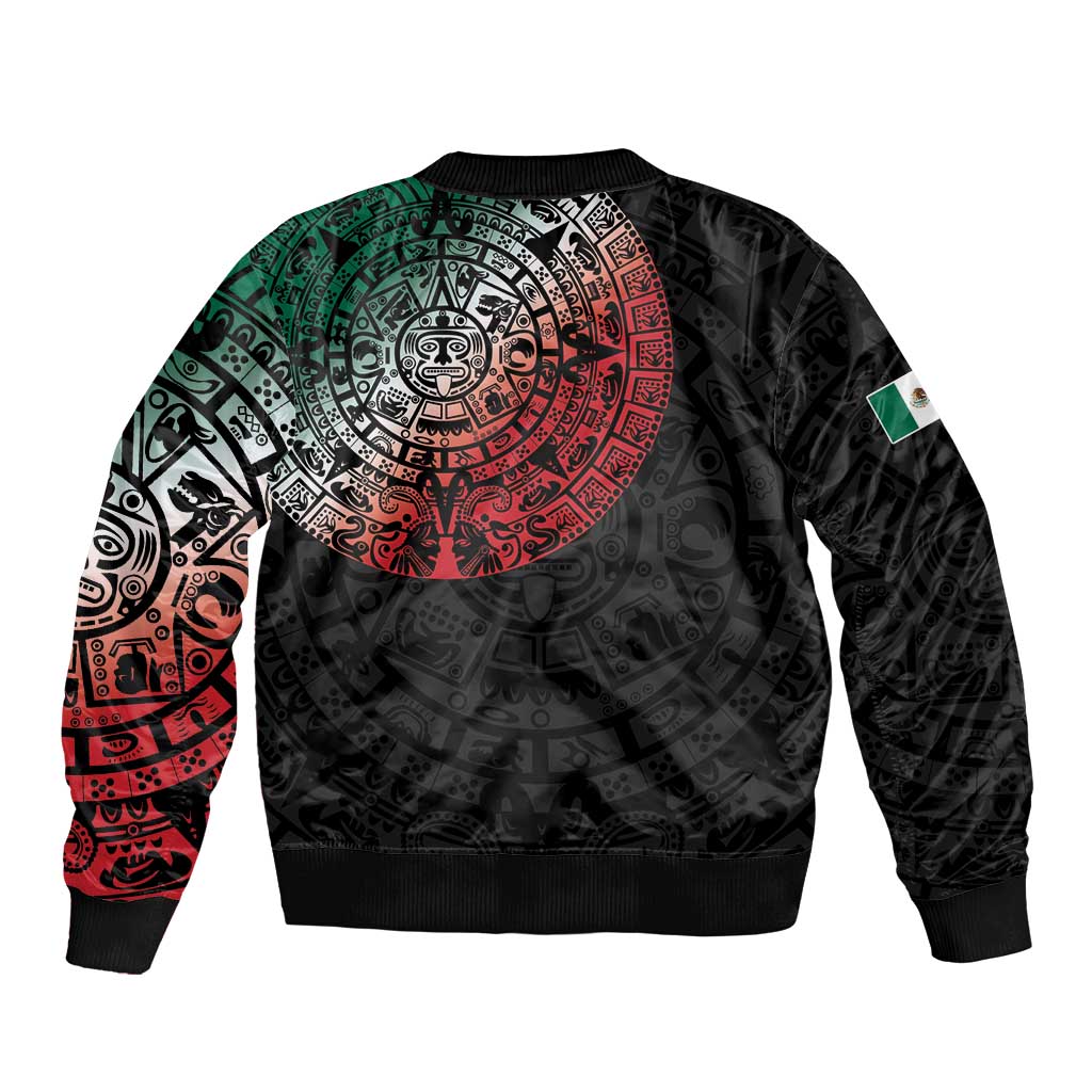 Mexican Aztec Circle Sleeve Zip Bomber Jacket Flag Color Unique Style