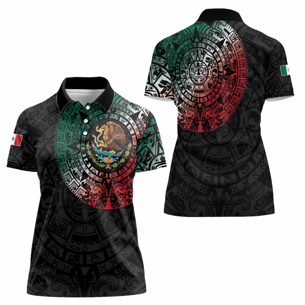 Mexican Aztec Circle Women Polo Shirt Flag Color Unique Style
