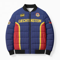 Custom Football 2026 Liechtenstein Bomber Puffer Jacket Blau-Rot Come On