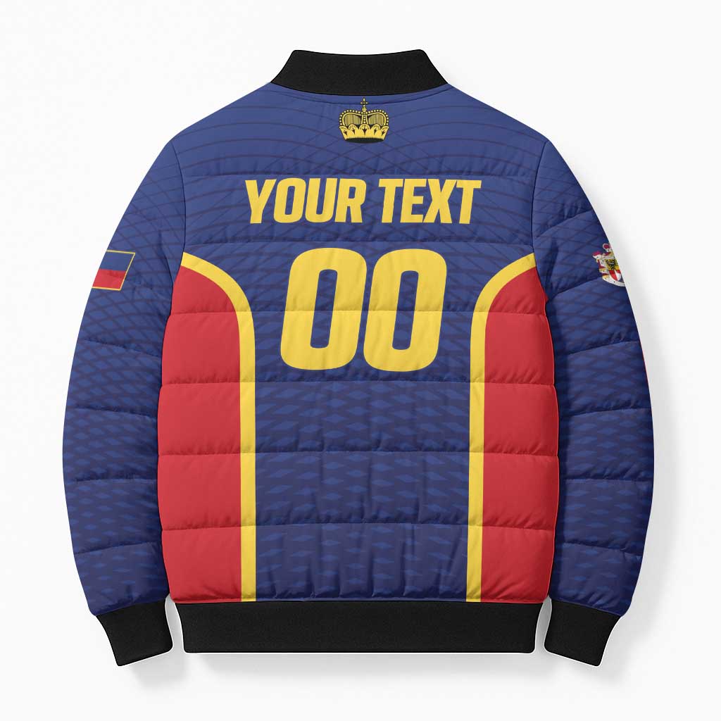 Custom Football 2026 Liechtenstein Bomber Puffer Jacket Blau-Rot Come On