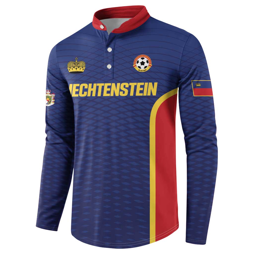 Custom Football 2026 Liechtenstein Button Sweatshirt Blau-Rot Come On