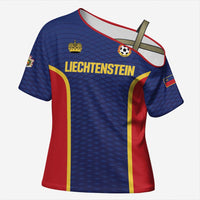 Custom Football 2026 Liechtenstein Cross Shoulder Shirt Blau-Rot Come On