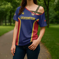 Custom Football 2026 Liechtenstein Cross Shoulder Shirt Blau-Rot Come On
