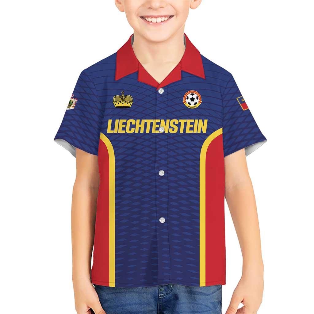 Custom Football 2026 Liechtenstein Hawaiian Shirt Blau-Rot Come On