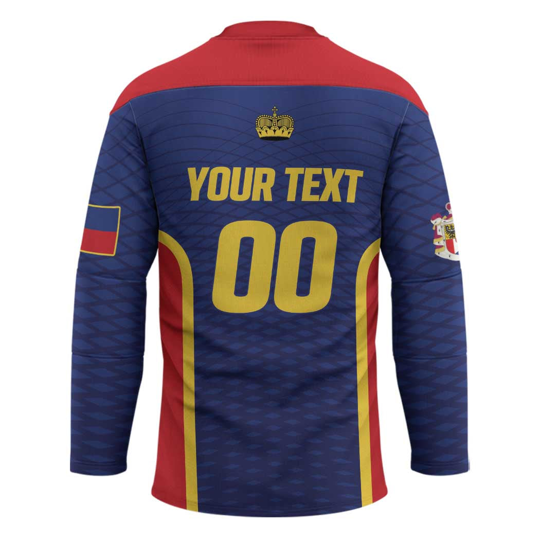 Custom Football 2026 Liechtenstein Hockey Jersey Blau-Rot Come On