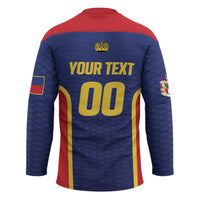 Custom Football 2026 Liechtenstein Hockey Jersey Blau-Rot Come On
