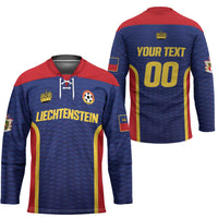 Custom Football 2026 Liechtenstein Hockey Jersey Blau-Rot Come On