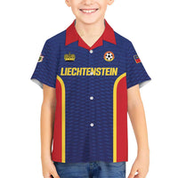 Custom Football 2026 Liechtenstein Kid Hawaiian Shirt Blau-Rot Come On