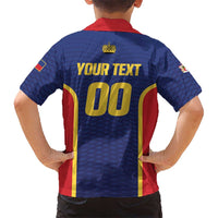 Custom Football 2026 Liechtenstein Kid Hawaiian Shirt Blau-Rot Come On