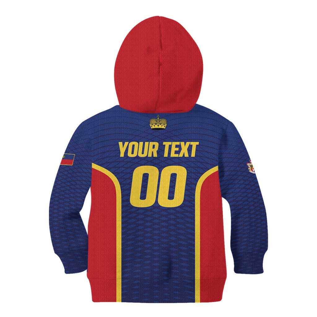 Custom Football 2026 Liechtenstein Kid Hoodie Blau-Rot Come On