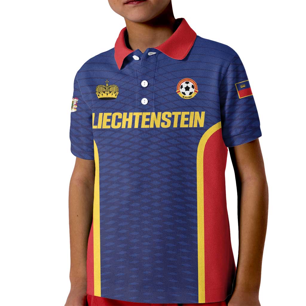 Custom Football 2026 Liechtenstein Kid Polo Shirt Blau-Rot Come On