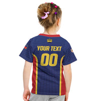 Custom Football 2026 Liechtenstein Kid T Shirt Blau-Rot Come On