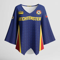 Custom Football 2026 Liechtenstein Kimono Sleeve Blouse Blau-Rot Come On