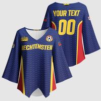 Custom Football 2026 Liechtenstein Kimono Sleeve Blouse Blau-Rot Come On