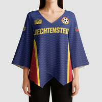 Custom Football 2026 Liechtenstein Kimono Sleeve Blouse Blau-Rot Come On