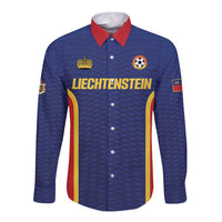 Custom Football 2026 Liechtenstein Long Sleeve Button Shirt Blau-Rot Come On