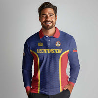Custom Football 2026 Liechtenstein Long Sleeve Polo Shirt Blau-Rot Come On