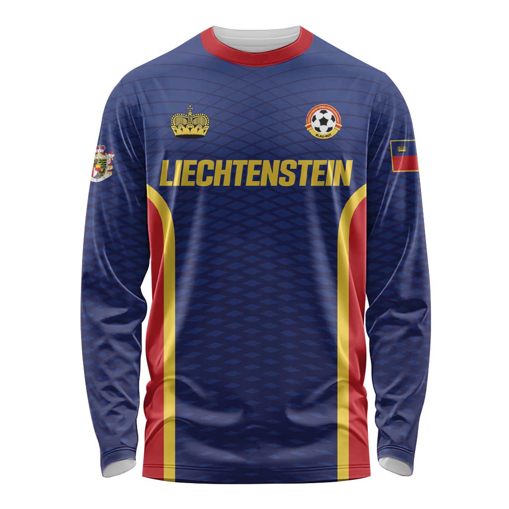 Custom Football 2026 Liechtenstein Long Sleeve Shirt Blau-Rot Come On