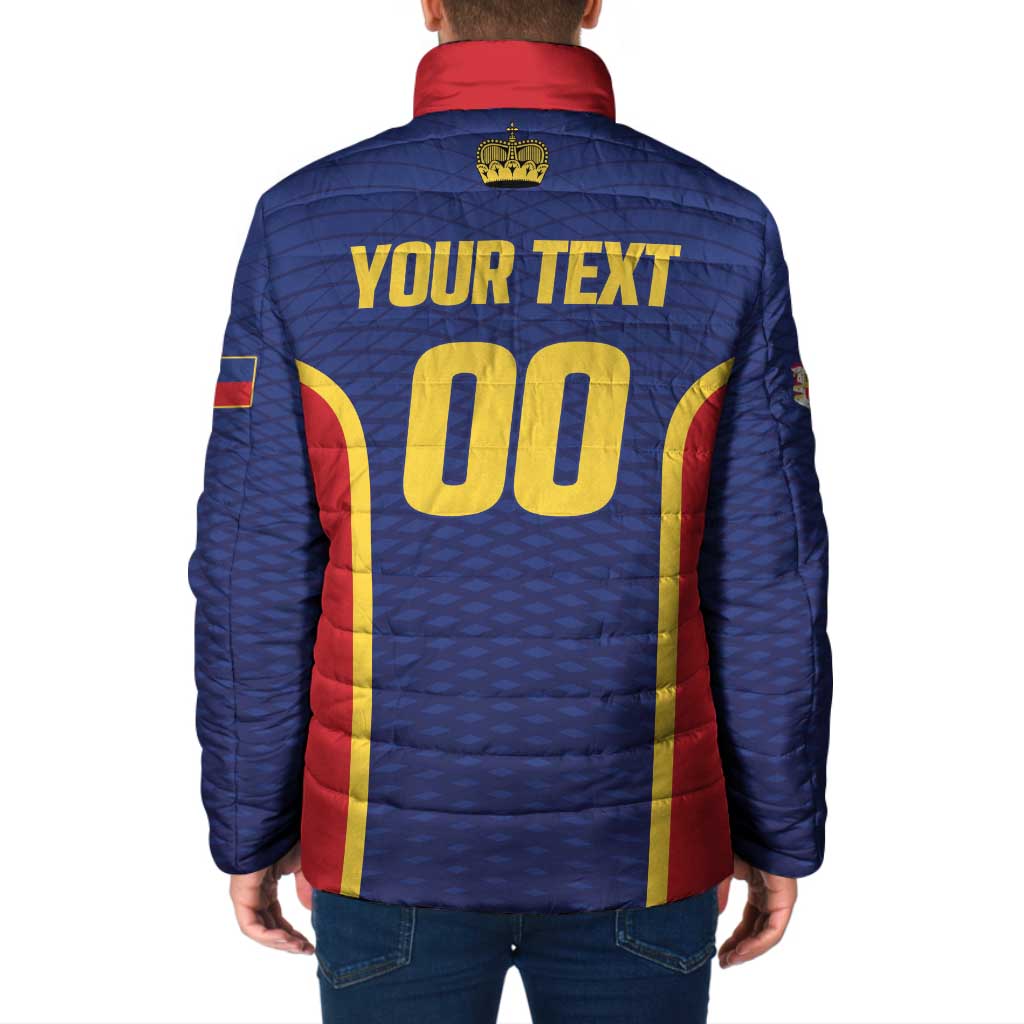 Custom Football 2026 Liechtenstein Padded Jacket Blau-Rot Come On
