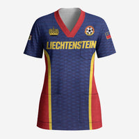 Custom Football 2026 Liechtenstein Scrub Top Blau-Rot Come On