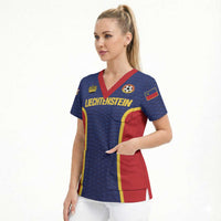 Custom Football 2026 Liechtenstein Scrub Top Blau-Rot Come On