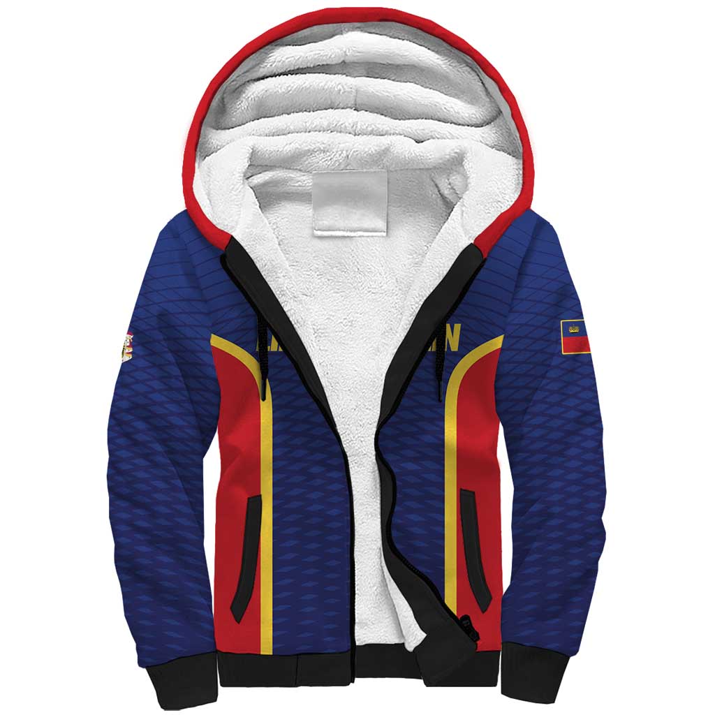 Custom Football 2026 Liechtenstein Sherpa Hoodie Blau-Rot Come On