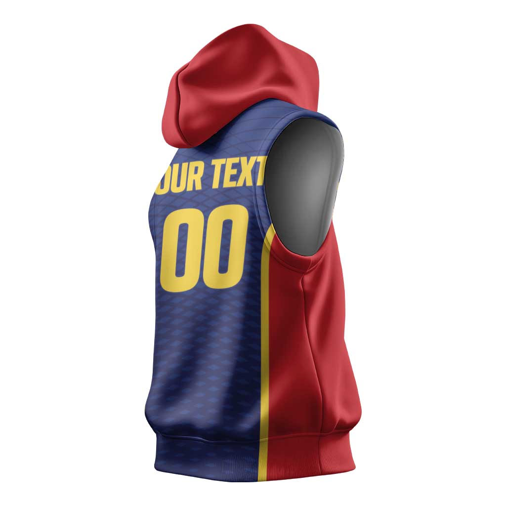 Custom Football 2026 Liechtenstein Sleeveless Hoodie Blau-Rot Come On